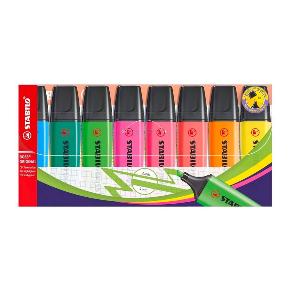 SET DE 8 DESTACADORES STABILO BOSS ORIGINAL FLUORESCENTES - 1