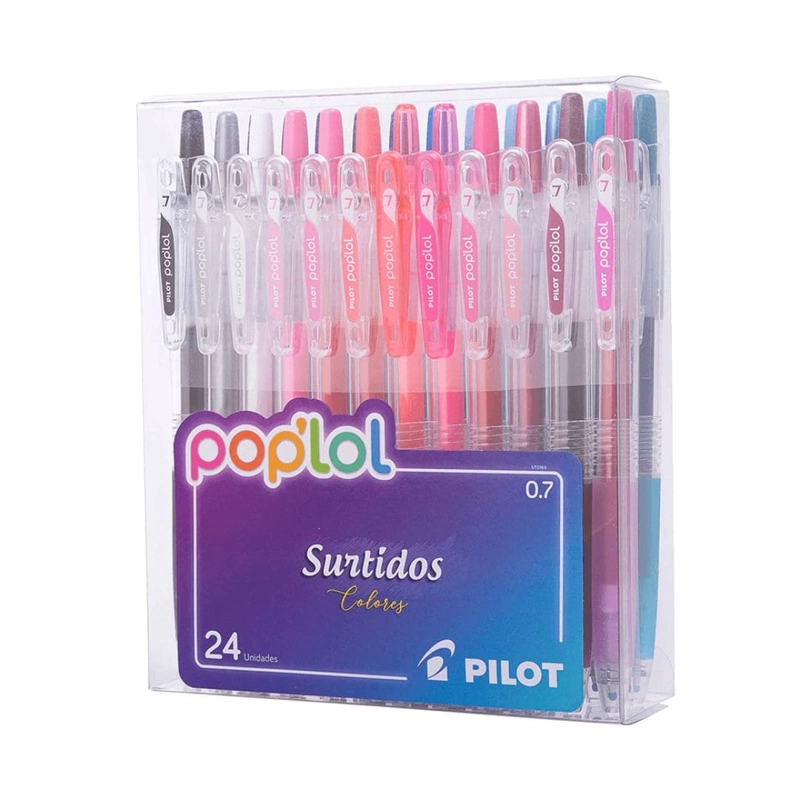 SET 24 LAPICES TINTA GEL 0.7MM POP LOL COLORES BUBBLEGUM PILOT - 1