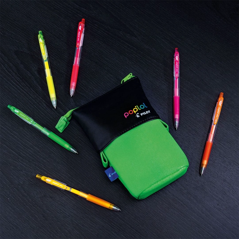 SET 6 LAPICES TINTA GEL NEON 0.7MM POP LOL + ESTUCHE VERDE PILOT - 2