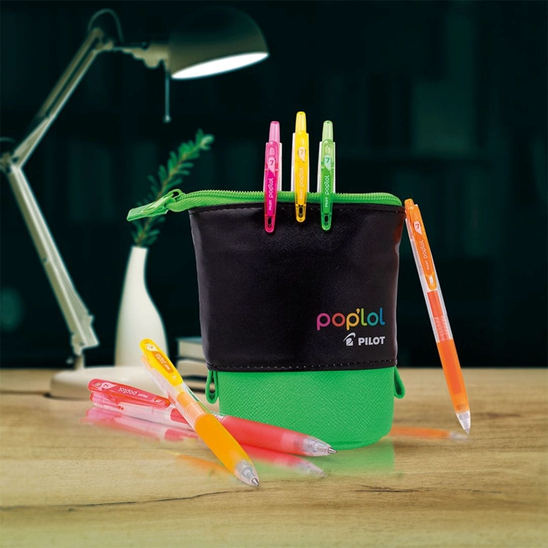SET 6 LAPICES TINTA GEL NEON 0.7MM POP LOL + ESTUCHE VERDE PILOT - 3
