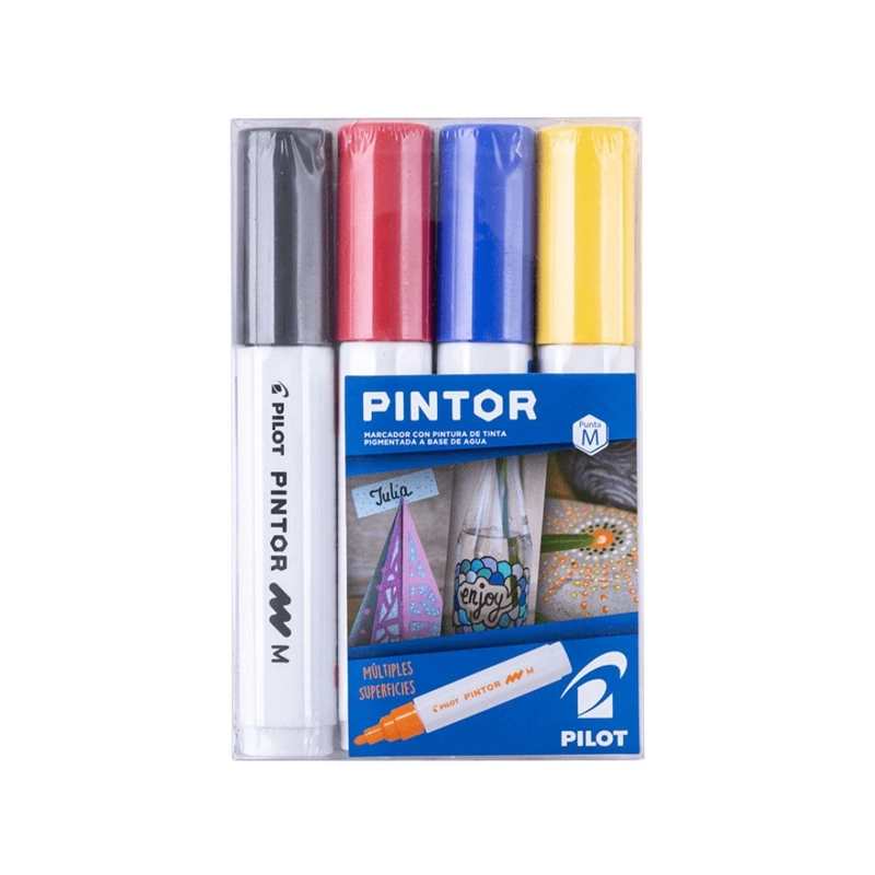 SET PINTOR 4 MARCADORES CLASICOS PUNTA MEDIA PILOT - 1