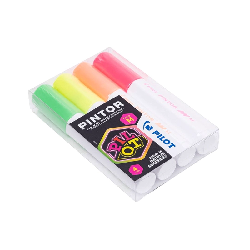 SET PINTOR 4 MARCADORES NEON PUNTA MEDIA PILOT - 4