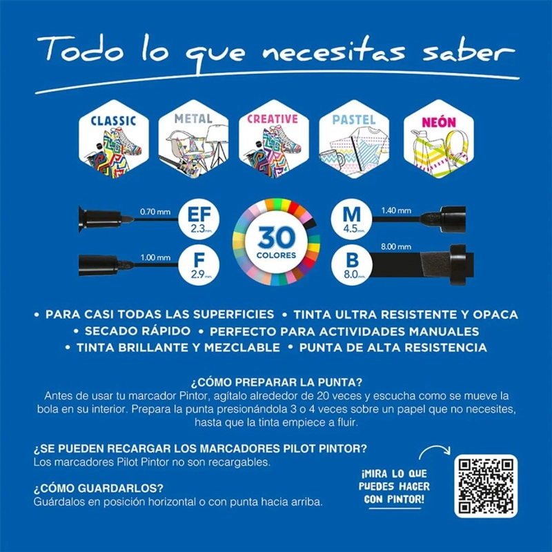 SET PINTOR 4 MARCADORES NEON PUNTA MEDIA PILOT - 6