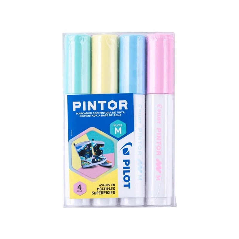 SET PINTOR 4 MARCADORES PASTEL PUNTA MEDIA PILOT - 1