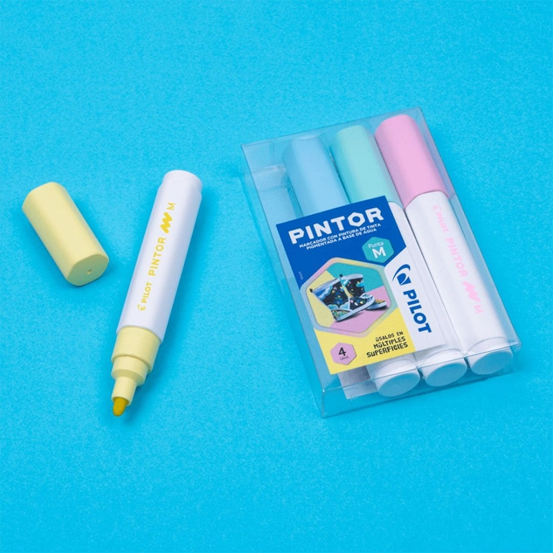 SET PINTOR 4 MARCADORES PASTEL PUNTA MEDIA PILOT - 3