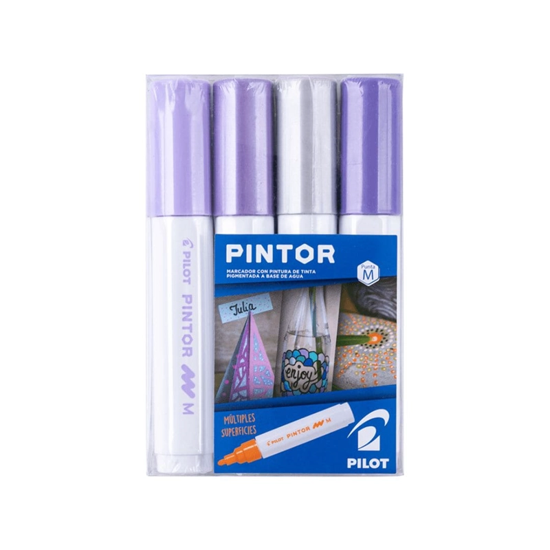 SET PINTOR 4 MARCADORES VIOLETA PUNTA MEDIA PILOT - 1