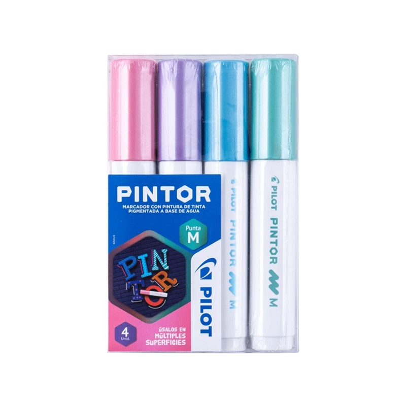 SET PINTOR 4 MARCADORES METALIZADOS PUNTA MEDIA PILOT - 1