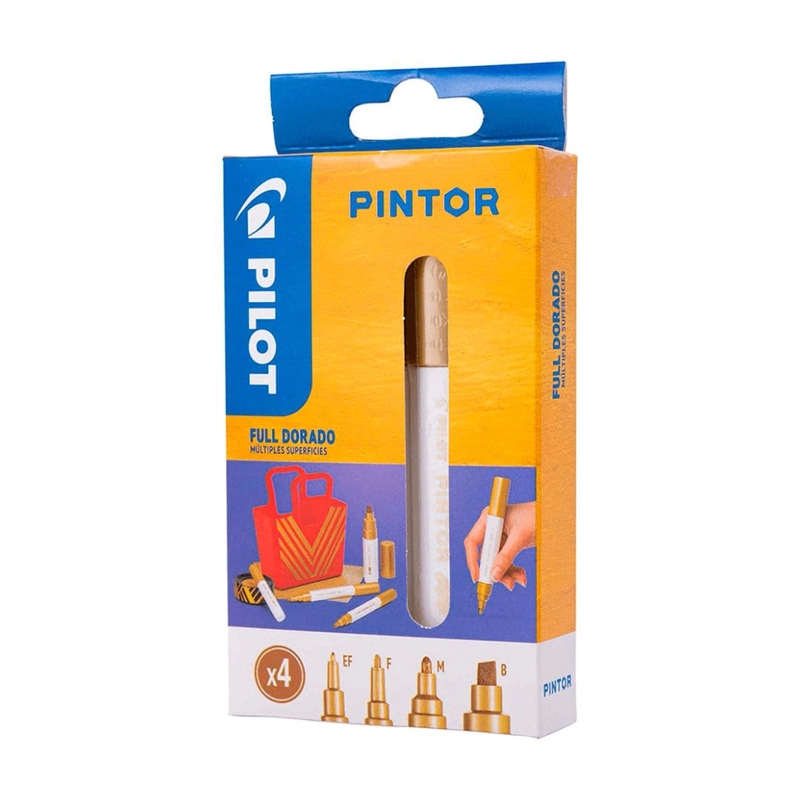 SET PINTOR 4 PUNTAS DORADO EXTRA FINA, FINA, MEDIA Y BISELADA PILOT - 1