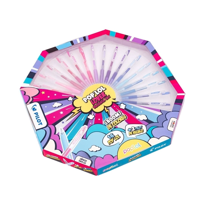 SET 16 LAPICES TINTA GEL POP LOL 0.7MM MAGENTA SKY PILOT - 3