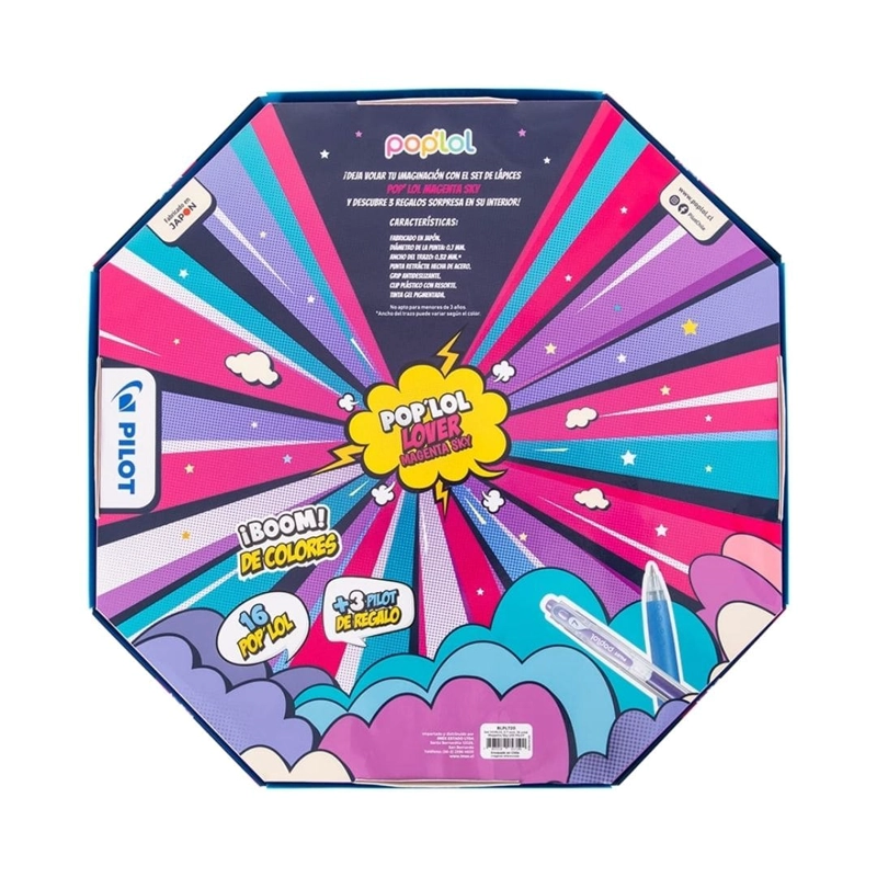 SET 16 LAPICES TINTA GEL POP LOL 0.7MM MAGENTA SKY PILOT - 4