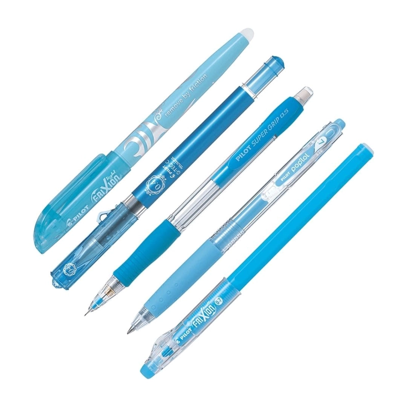 SET 5 LAPICES SURTIDOS COLORES CELESTE PILOT - 3