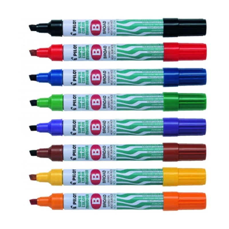 SET 8 MARCADORES PERMANENTES PUNTA BISELADA SUPER COLOR MARKER PILOT - 2