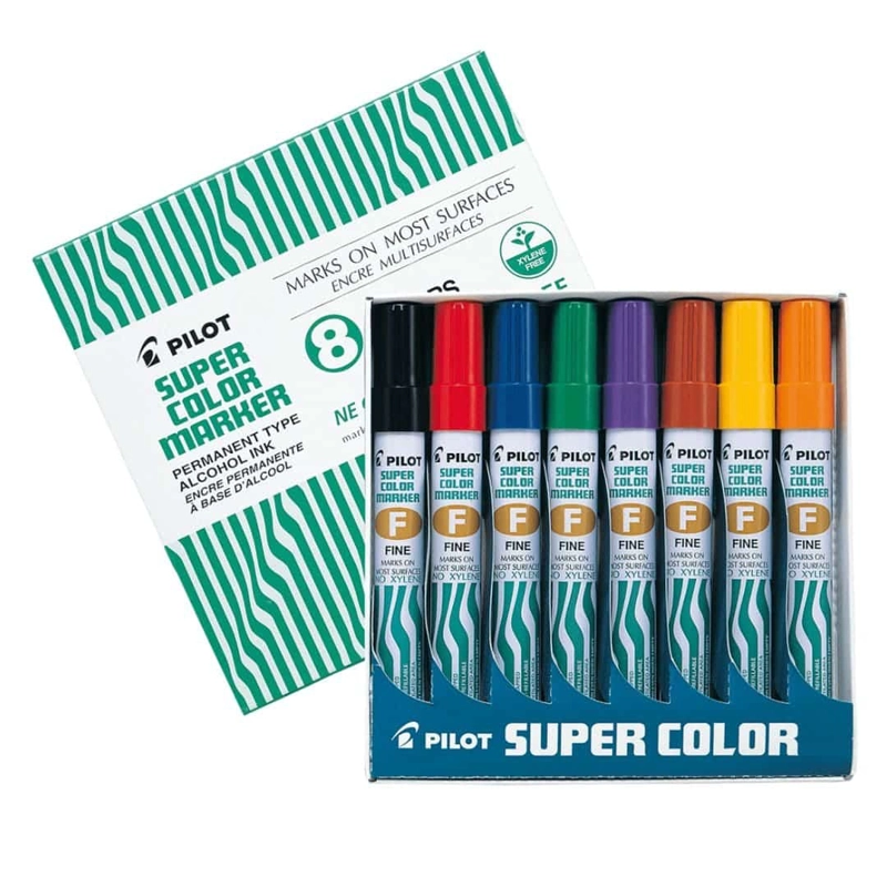 SET 8 MARCADORES PERMANENTES PUNTA REDONDA SUPER COLOR MARKER PILOT - 1