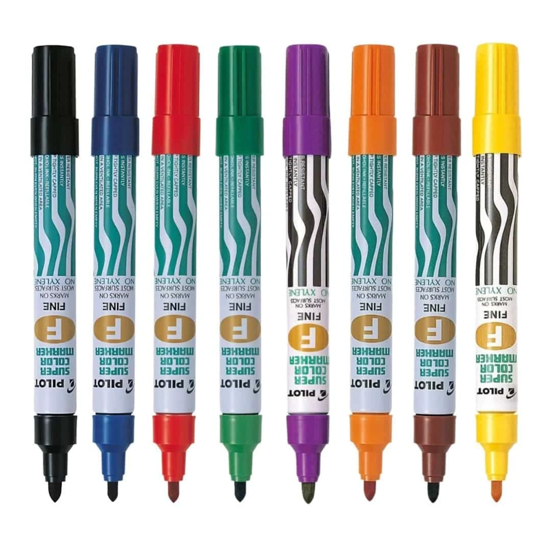 SET 8 MARCADORES PERMANENTES PUNTA REDONDA SUPER COLOR MARKER PILOT - 2