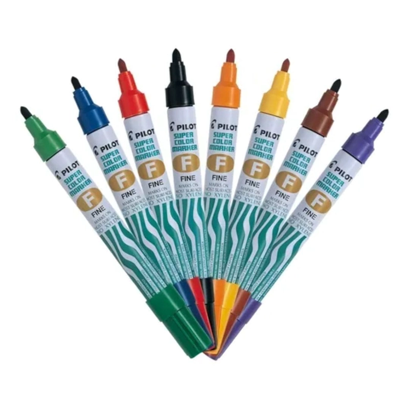 SET 8 MARCADORES PERMANENTES PUNTA REDONDA SUPER COLOR MARKER PILOT - 4