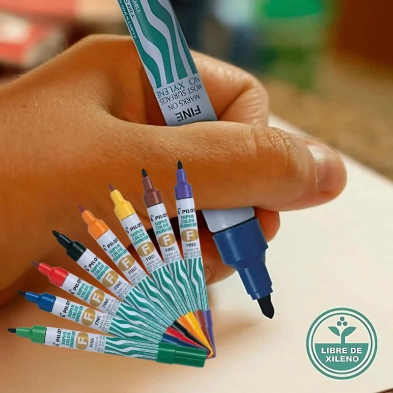 SET 8 MARCADORES PERMANENTES PUNTA REDONDA SUPER COLOR MARKER PILOT - 5