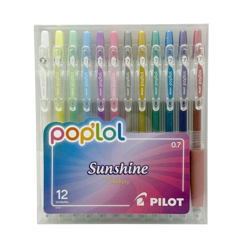 SET 12 LAPICES TINTA GEL 0.7MM POP LOL COLORES SUNSHINE PILOT - 1