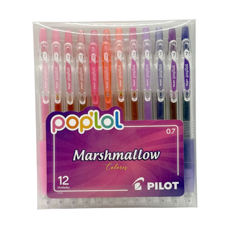 SET 12 LAPICES TINTA GEL 0.7MM POP LOL COLORES MARSHMALLOW PILOT - 1