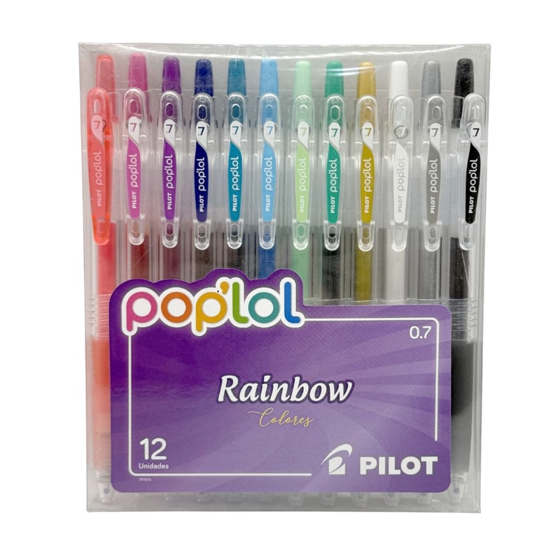 SET 12 LAPICES TINTA GEL 0.7MM POP LOL COLORES RAINBOW PILOT - 1