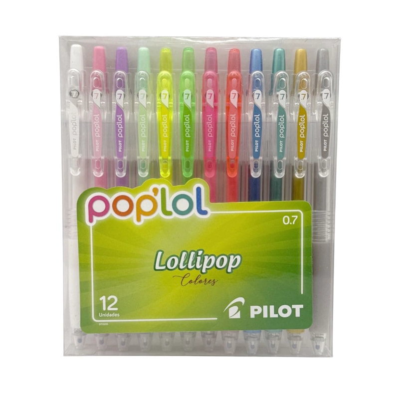 SET 12 LAPICES TINTA GEL 0.7MM POP LOL COLORES LOLLIPOP PILOT - 1