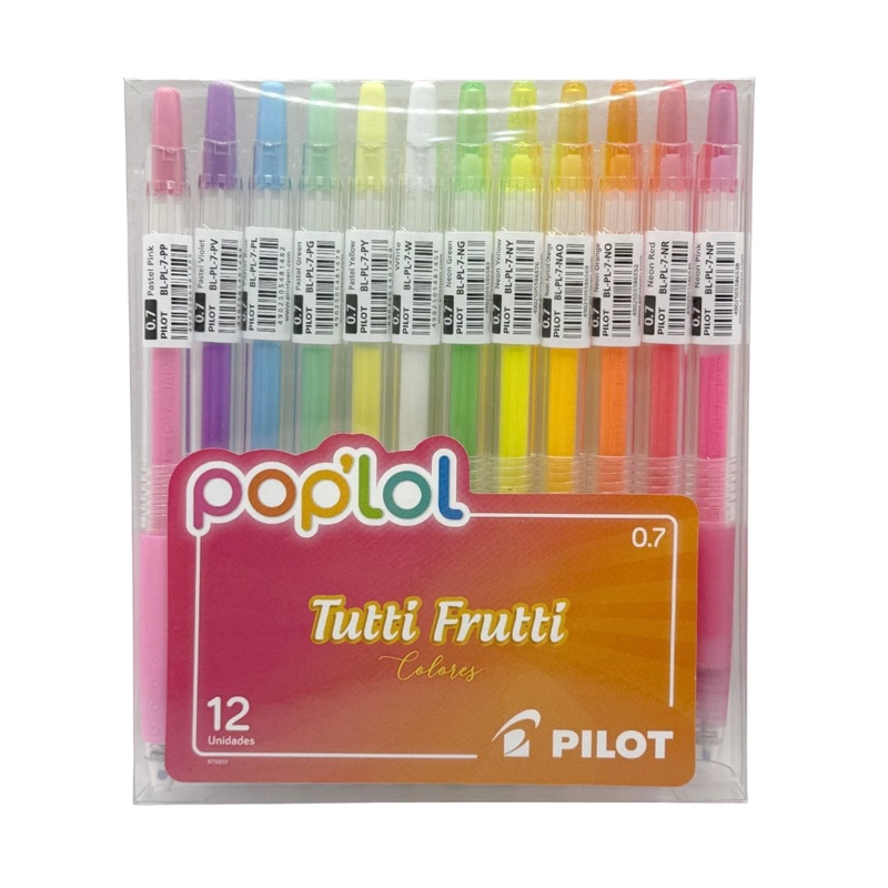 SET 12 LAPICES TINTA GEL 0.7MM POP LOL COLORES TUTTI FRUTTI PILOT - 1