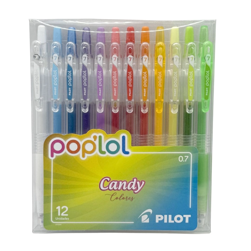 SET 12 LAPICES TINTA GEL 0.7MM POP LOL COLORES CANDY PILOT - 1