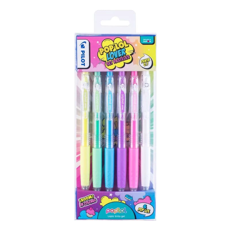 SET 6 LAPICES TINTA GEL PASTELES 0.7MM POP LOL LOVER PILOT - 1