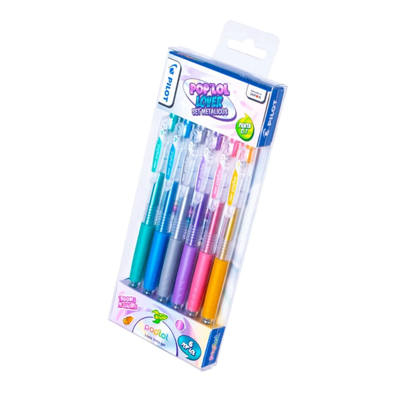 SET 6 LAPICES TINTA GEL METALICOS 0.7MM POP LOL LOVER PILOT - 4