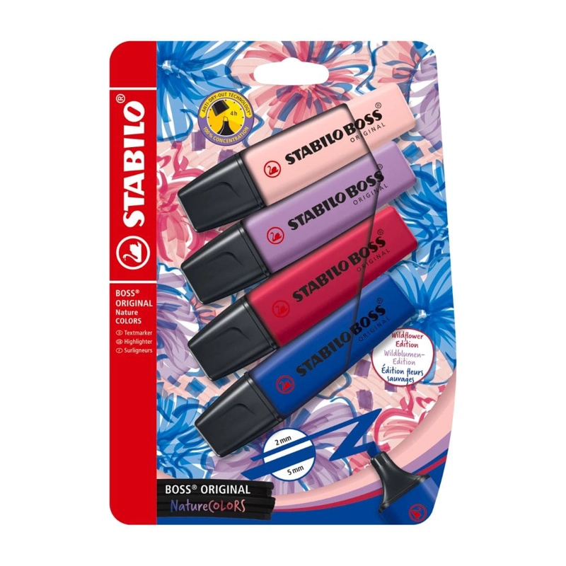 SET 4 DESTACADORES STABILO BOSS ORIGINAL NATURECOLORS WILDFLOWER EDITION - 1