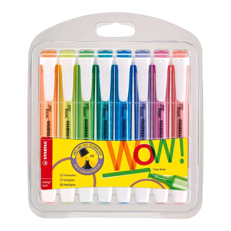 SET DE 8 DESTACADORES STABILO SWING COOL FLUORESCENTES - 1