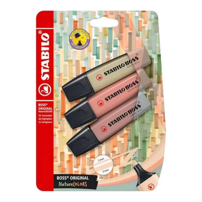 SET DE 3 DESTACADORES STABILO BOSS ORIGINAL NATURE COLORS - 1