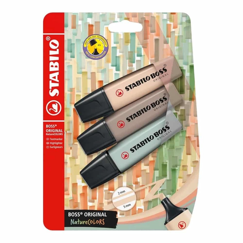 SET DE 3 DESTACADORES STABILO BOSS ORIGINAL NATURE COLORS - 1