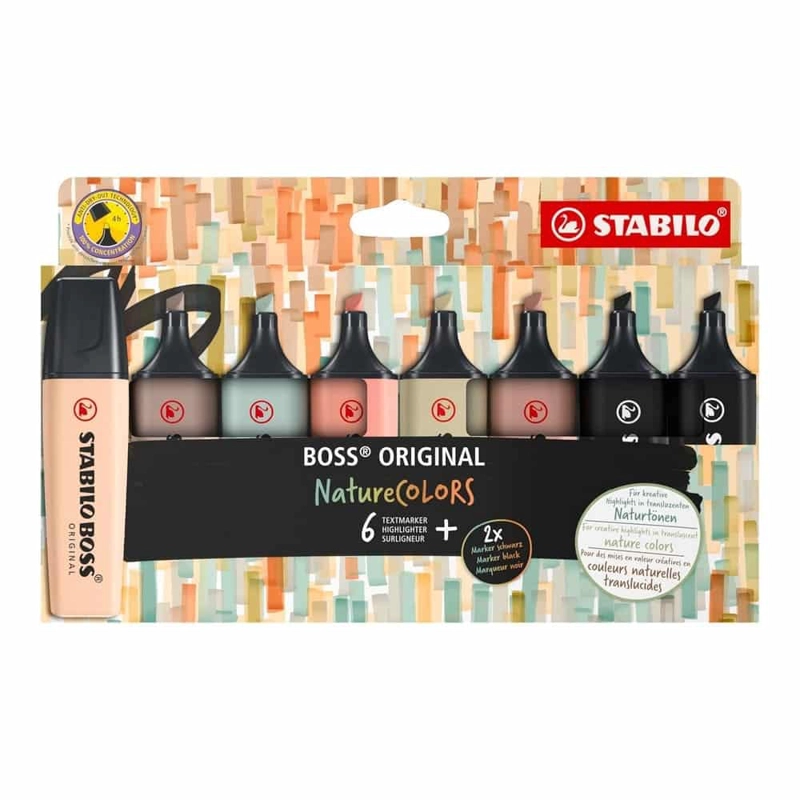SET DE 8 DESTACADORES STABILO BOSS ORIGINAL NATURE COLORS - 1