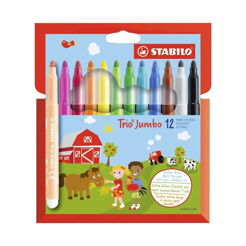 SET DE 12 MARCADORES 3.0MM STABILO TRIO JUMBO - 1