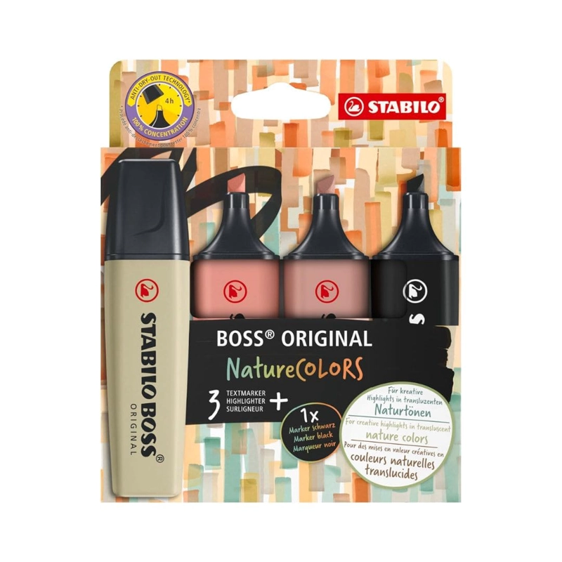 SET DE 4 DESTACADORES STABILO BOSS ORIGINAL NATURE COLORS - 1