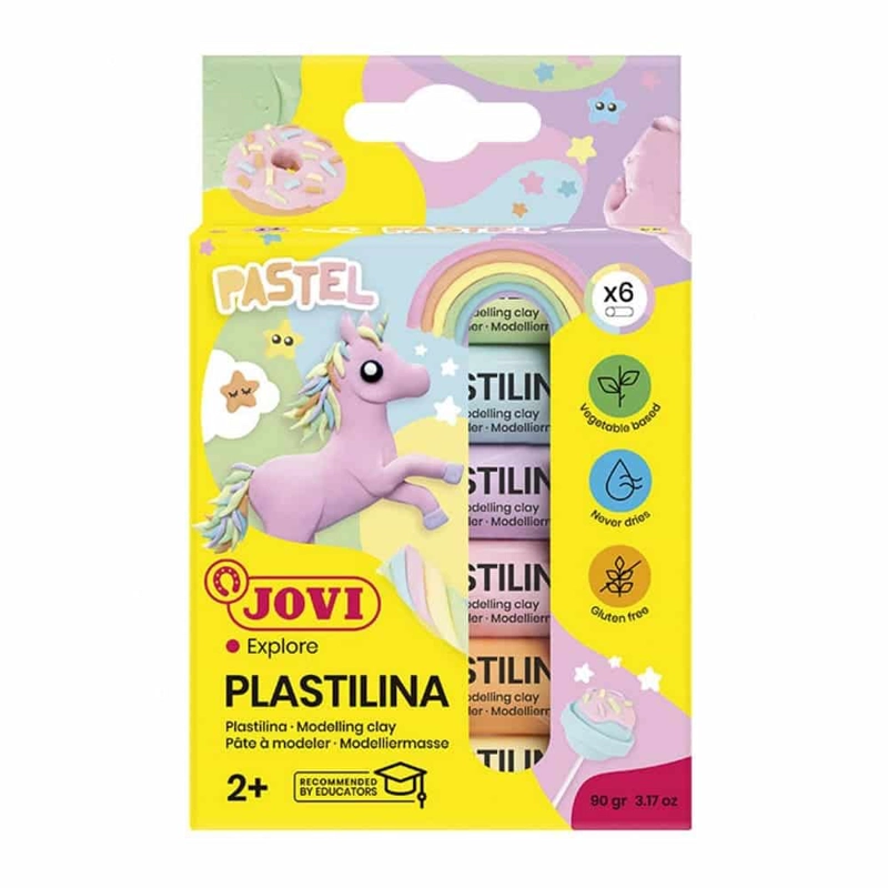 SET DE 6 BARRAS DE PLASTILINA 15G COLORES PASTELES JOVI - 1