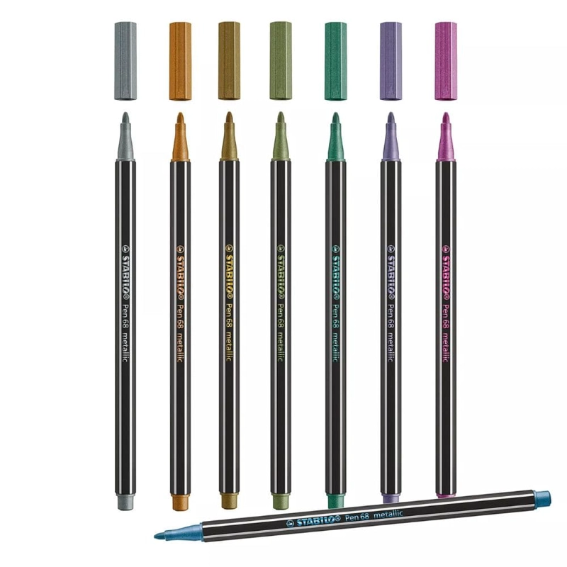 SET DE 8 MARCADORES STABILO PEN 68 METALICOS EN ESTUCHE METALICO K-POP DEMON HUNTERS - 6