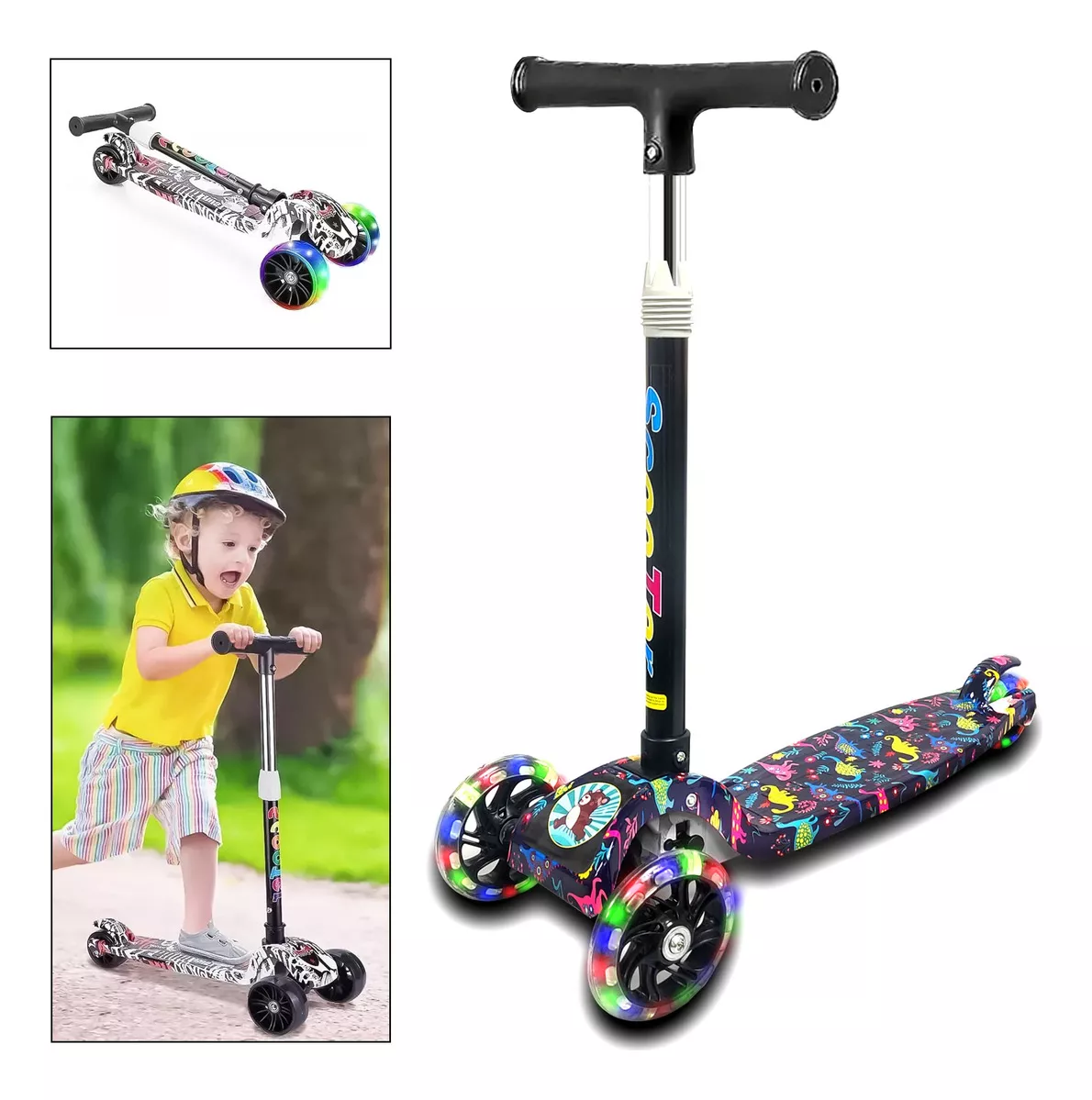 MONOPATIN SCOOTER 3 RUEDAS CON LUZ LED COLORES NIÑOS BL-04 - 1