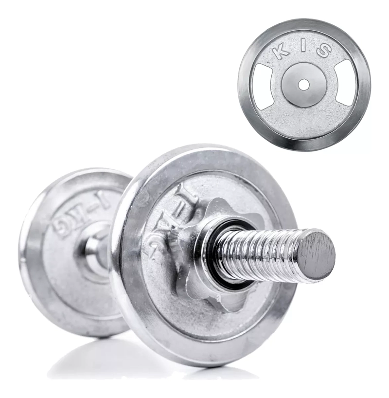 DISCO PREOLÍMPICO 15KG CROMADO PESAS PROFESIONAL CON AGARRES - 2