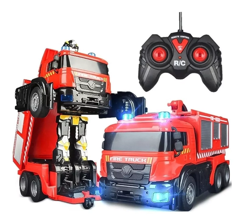 AUTO A CONTROL REMOTO TRANSFORMER BOMBERO LANZA AGUA - 1