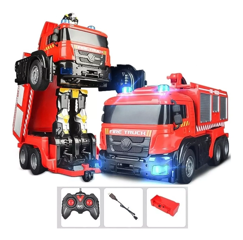 AUTO A CONTROL REMOTO TRANSFORMER BOMBERO LANZA AGUA - 4