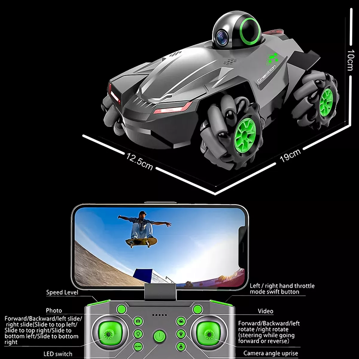 AUTO EXPLORADOR CON CAMARA A CONTROL REMOTO HD 4X4 360° WIFI - 2