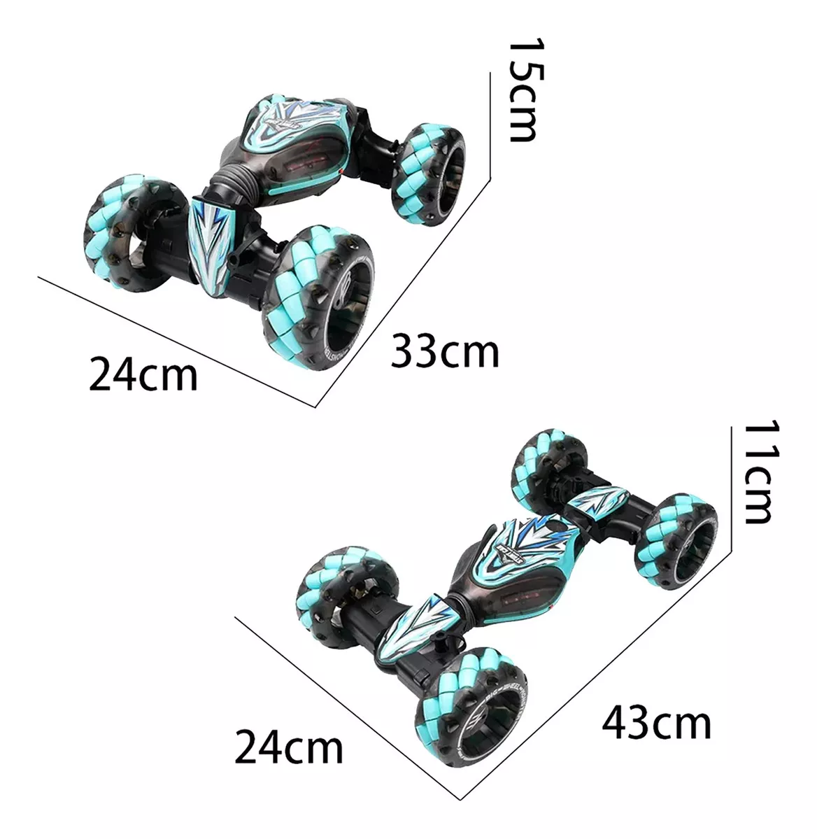 AUTO ARTICULADO RUEDAS LANZA HUMO CONTROL MUÑECA GRANDE 45CM - 2