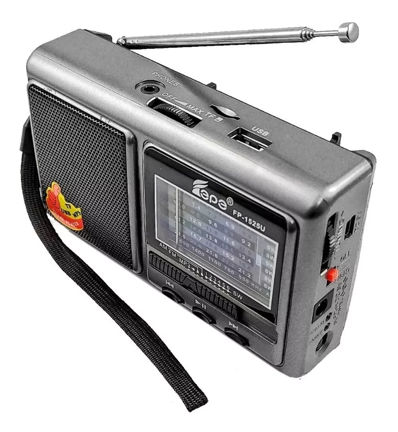 RADIO RECARGABLE MP3 USB 8 BANDAS EPE FP-1525U COLOR MARRÓN - 1