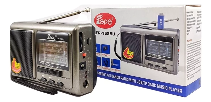 RADIO RECARGABLE MP3 USB 8 BANDAS EPE FP-1525U COLOR MARRÓN - 2