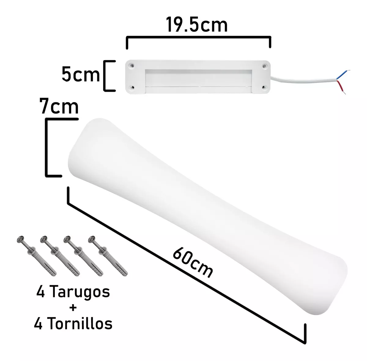 FOCO LED TUBO RECTANGULAR 24W LUZ FRIA 60CM PARA TECHO - 2