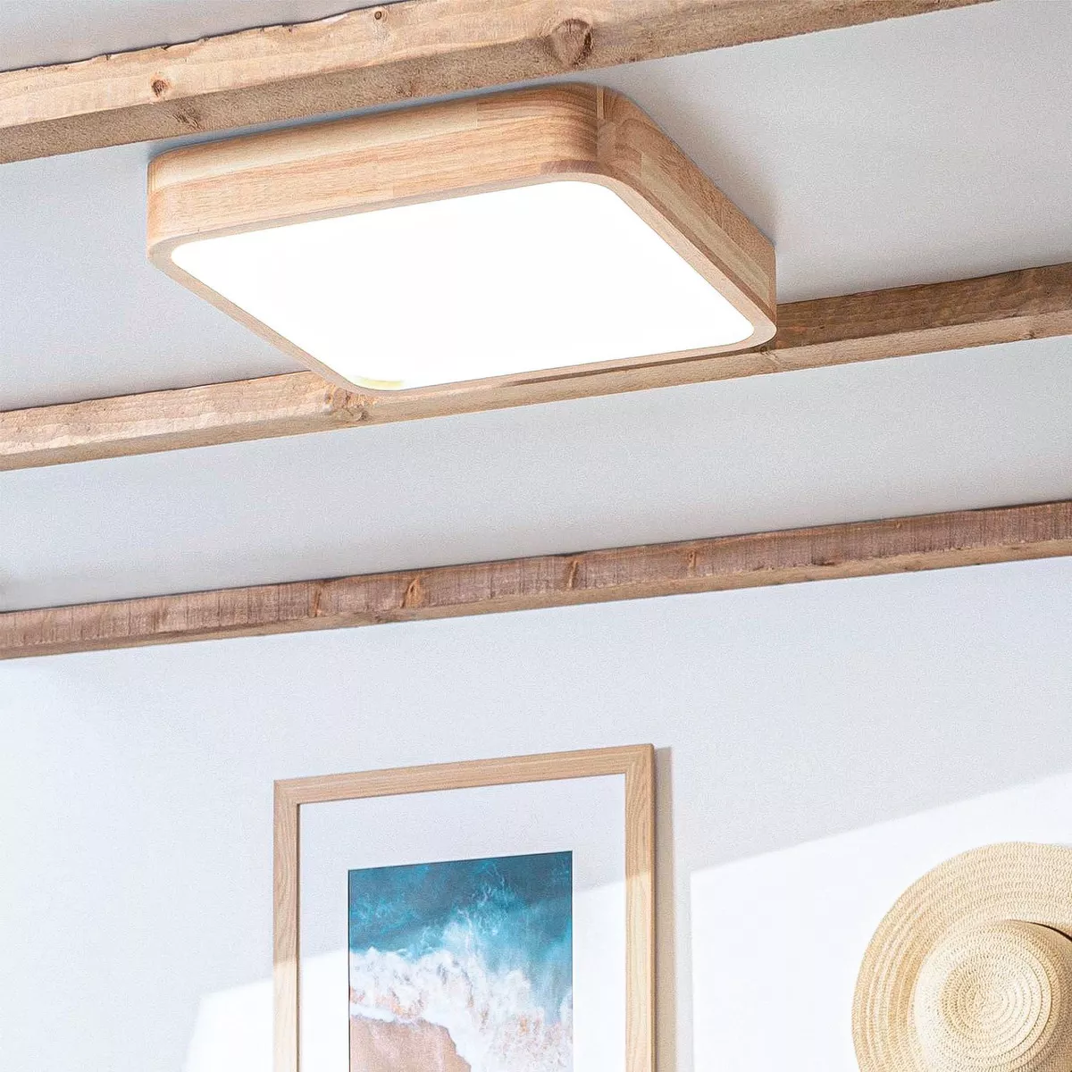 6 FOCO PLAFON LED CUADRADO SOBREPUESTO 36W LUZ FRIA MADERA - 3