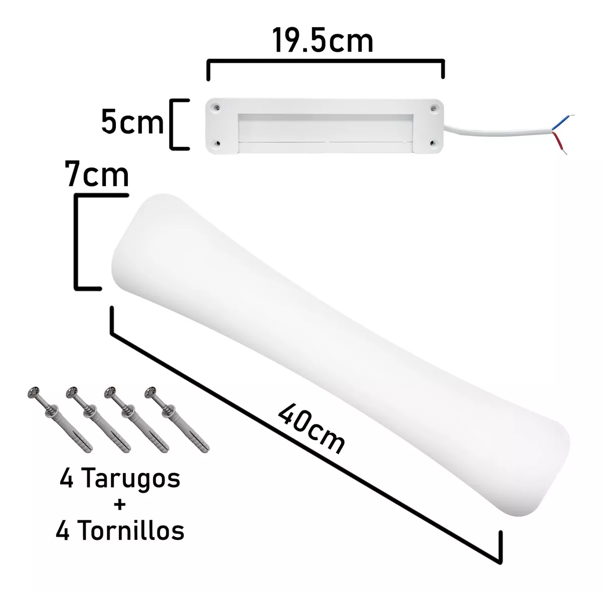 TUBO LED FOCO 18W BASE TECHO PARED LUZ FRIA CURVO 40CM - 2