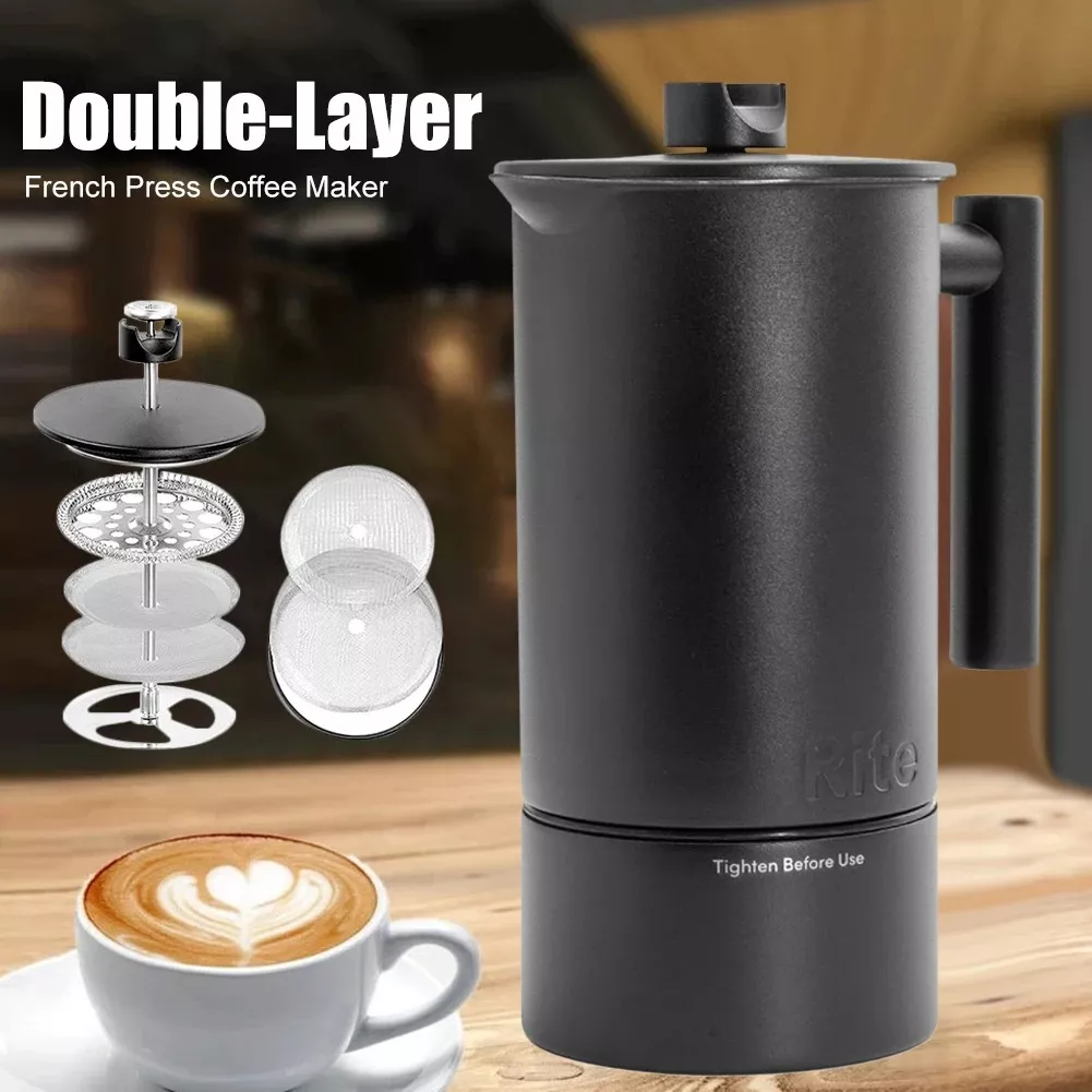 CAFETERA PRENSA FRANCESA RITE 1L TERMÓMETRO RELOJ ACERO INOX - 2