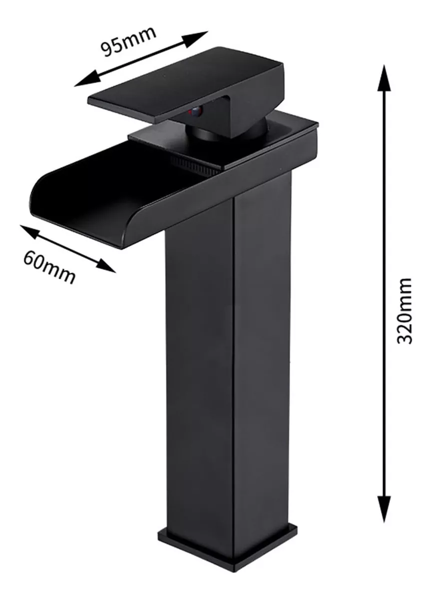 LLAVE MONOMANDO LAVAMANOS ESTILO CASCADA MODERNA ACERO NEGRO - 2